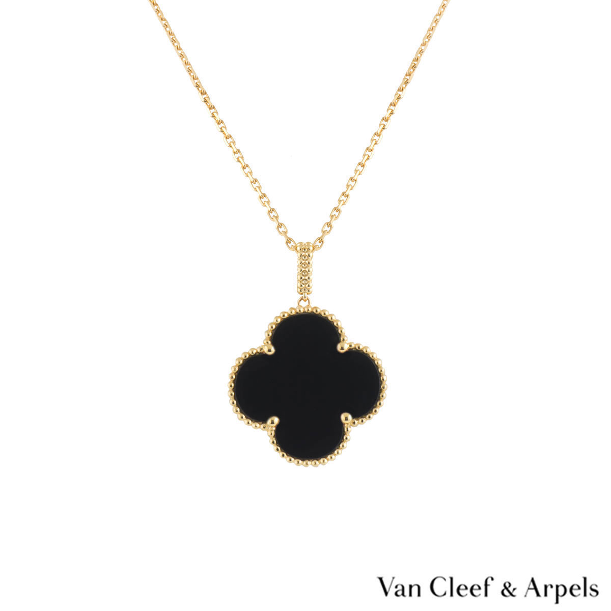 van cleef onyx alhambra necklace